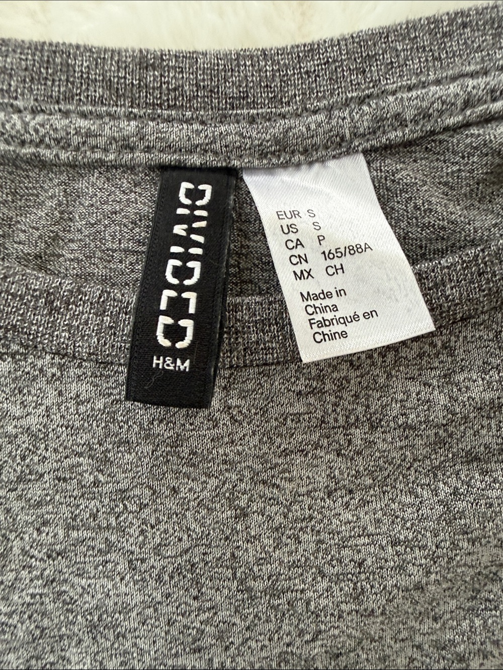 Women's H&M DIVIDED Gray Long Sleeve Top with Black Sheer Stripes - Picture 2 of 3